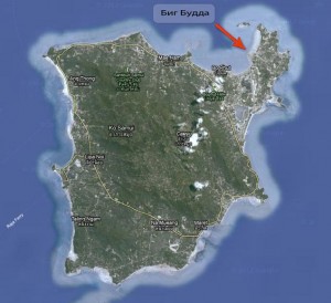 Расположение Большого Будды на острове, вид с Google Maps