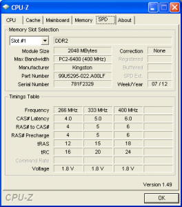 Тайминги памяти в CPU-Z