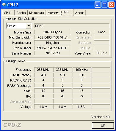 Тайминги памяти в CPU-Z