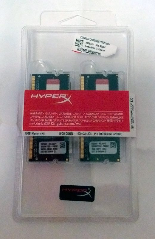Kingston HyperX 16GB DDR3L - 1600 CL9 Kit (2x8GB)