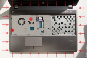 Снимаем верхнюю часть корпуса hp 4540s