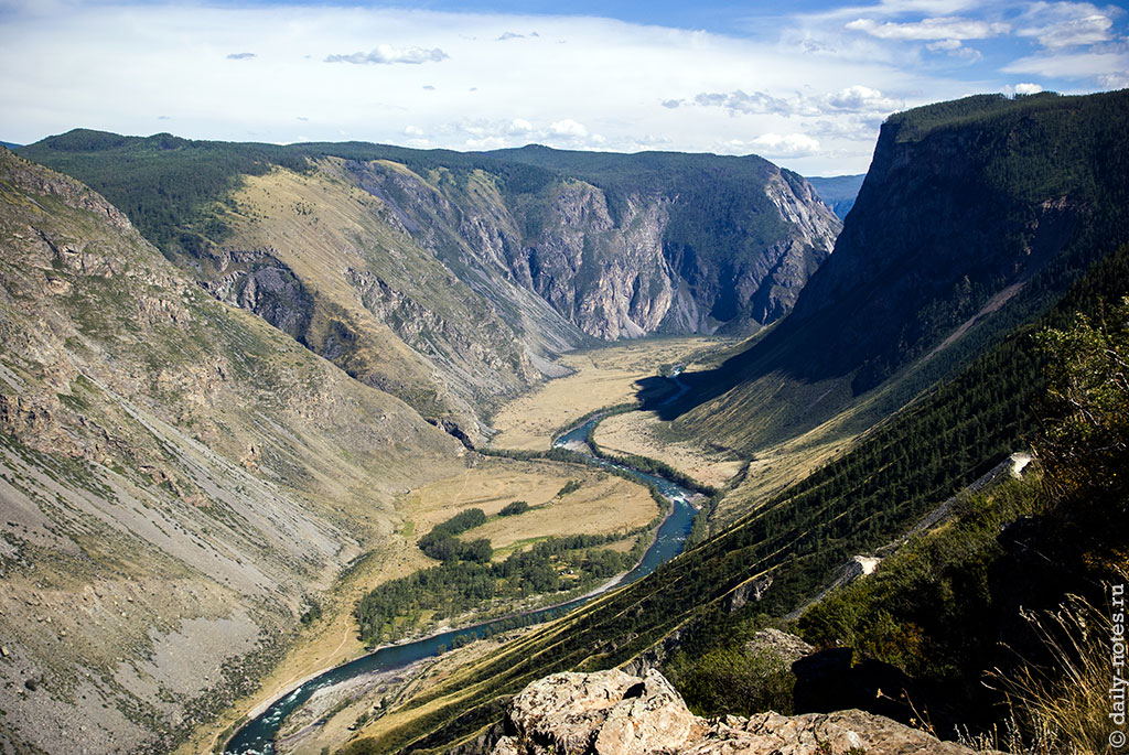 Долина реки Чулышман, вид со смотровой площадки перевала Кату-Ярык