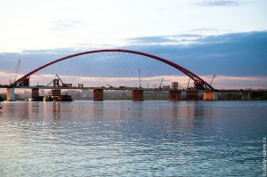 Бугринский мост на закате